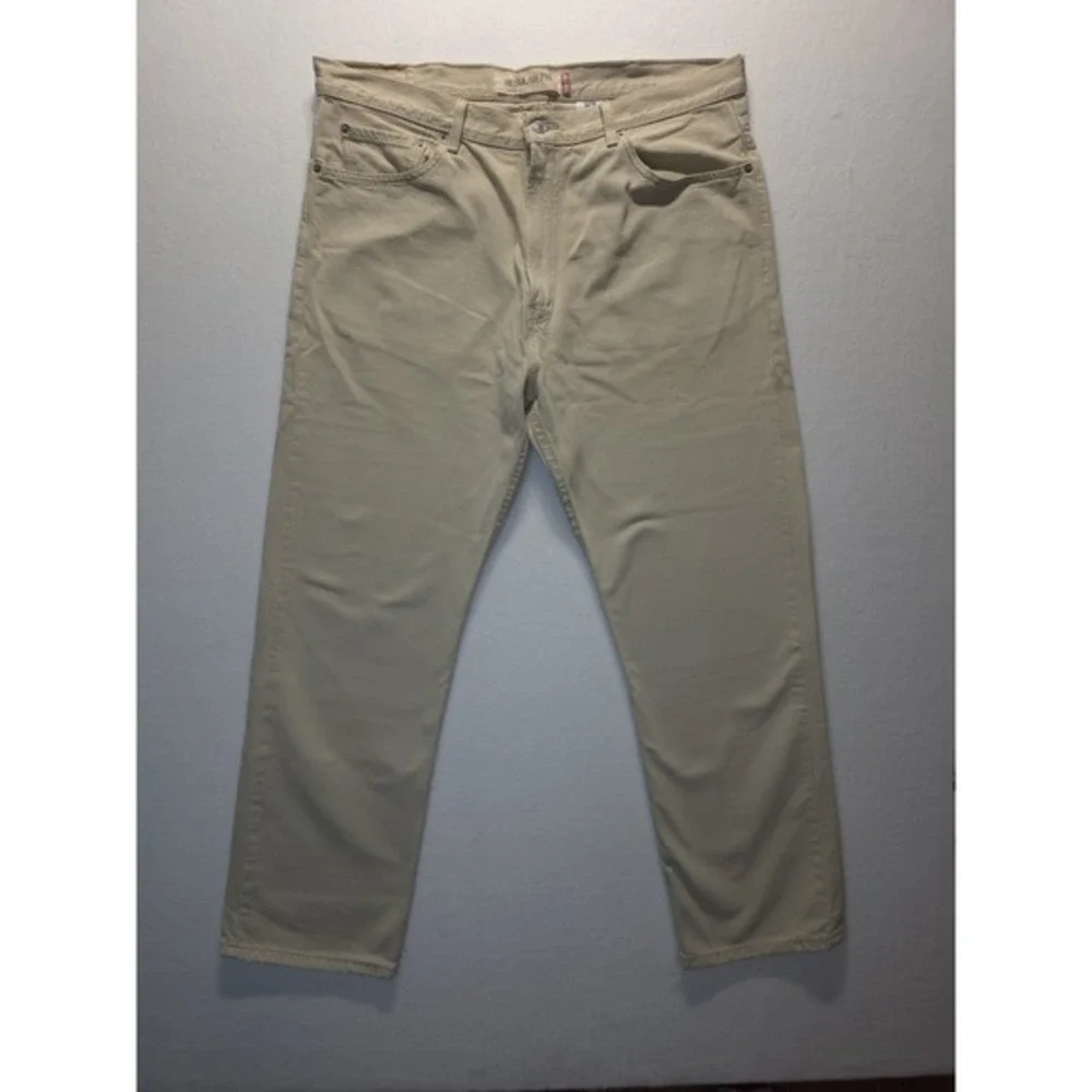 Levi's 505 Regular Fit Jeans Mens 40x30‎ Khaki Tan Denim Cotton Straight Leg